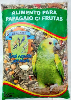 RAÇÃO PAPAGAIO C/ FRUTAS BELAS AVES 500G