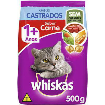 RAÇÃO WHISKAS CASTRADO - CARNE-500G