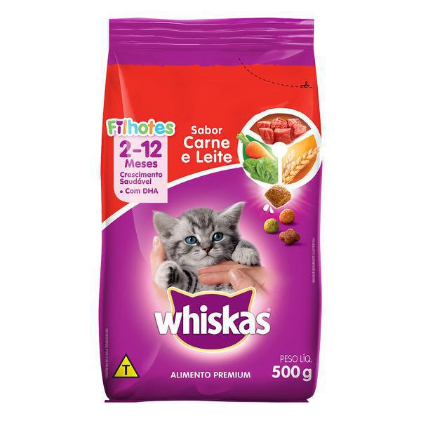 RAÇÃO WHISKAS FILHOTES CARNE E LEITE 500