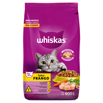 RAÇÃO WHISKAS GATO FRANGO 900G