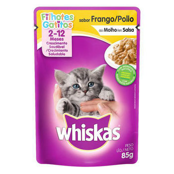 RAÇÃO WHISKAS PRATOS FAVORITOS FRANGO JR 85G