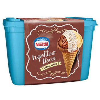 SORVETE NESTLÉ NAPOLITANO FLOCOS POTE 1,5L