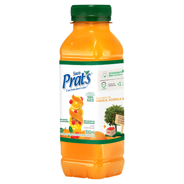 SUCO PRAT'S LARANJA/ ACEROLA/ MAÇÃ 300ML