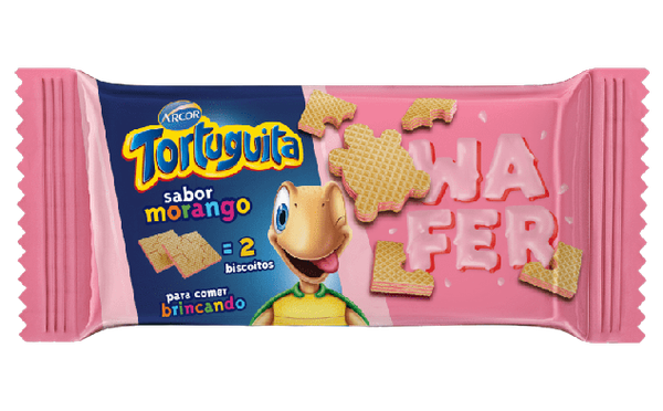WAFER ARCOR TORTUGUITA MORANGO 85G
