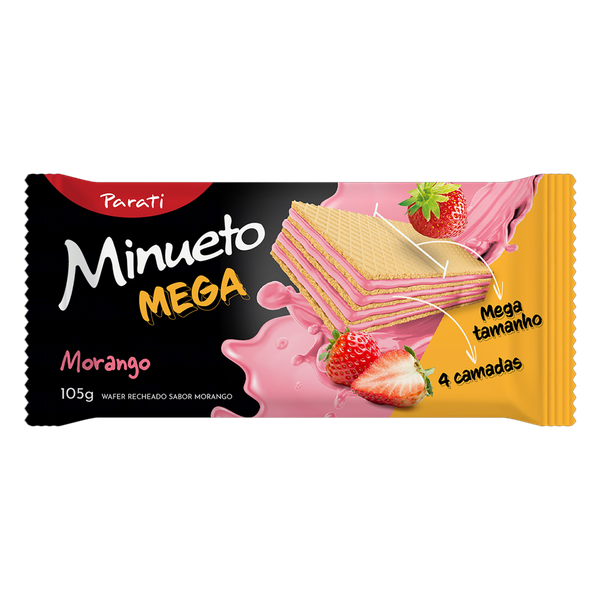 WAFER MINUETO MEGA MORANGO 105G