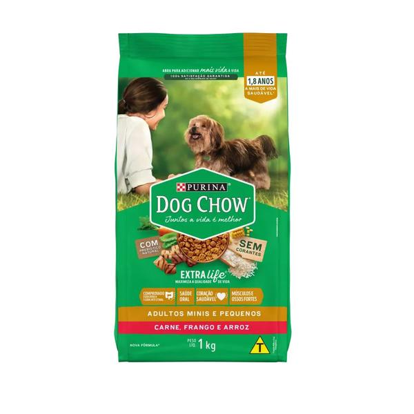 Alim Cao Grao Dog Chow Fht Rc Mg Pct 1kg Adt Min Peq Carne