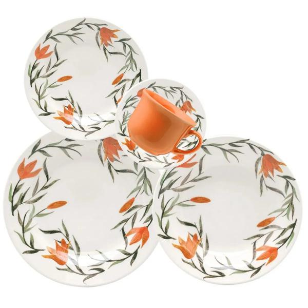 Aparelho Jantar/Cha Ceramica Emb Oxford   20pc Lirios