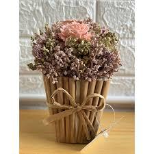 Arranjo Decora Rustico Vaso Flores Secas Riomaster C/ Laco 9CM X9 CM X 12,5CM