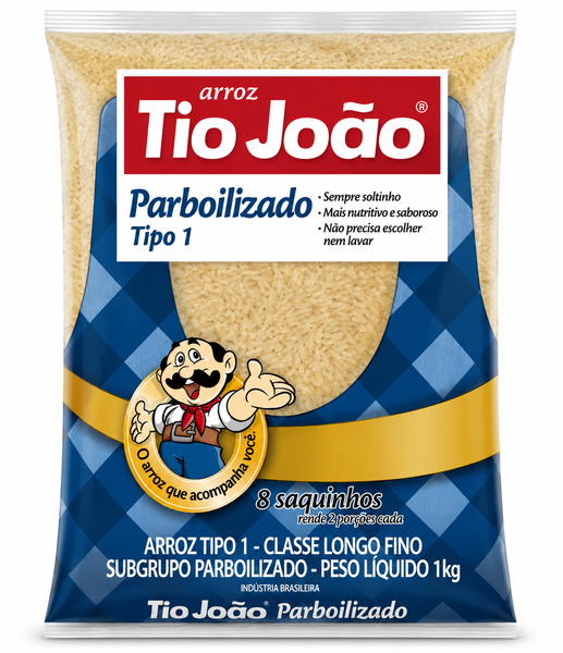 Arroz Parboilizado T1 Tio Joao Saquinho Lf Pct 1kg