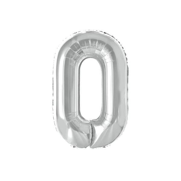 Balao De Numeros Metalizado 40Cm Junco Prata N0