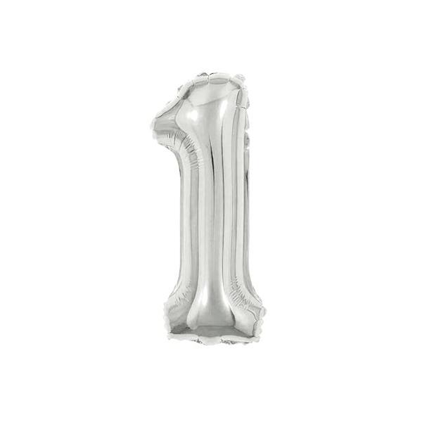 Balao De Numeros Metalizado 40Cm Junco Prata N1