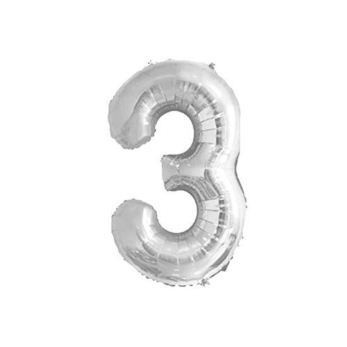Balao De Numeros Metalizado 40Cm Junco Prata N3