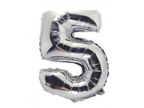 Balao De Numeros Metalizado 40Cm Junco Prata N5
