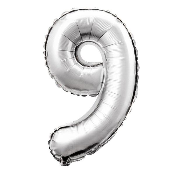 Balao De Numeros Metalizado 40Cm Junco Prata N9