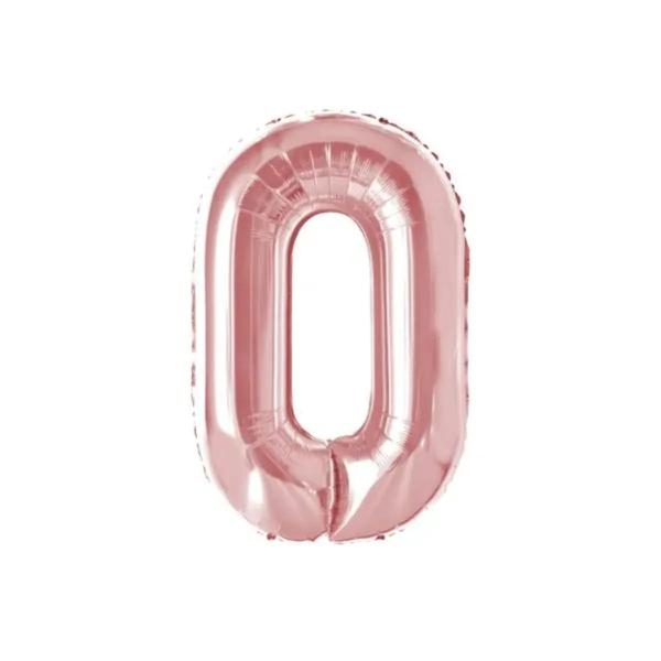 Balao De Numeros Metalizado 40Cm Junco Rose Gold N0