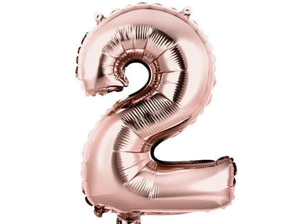Balao De Numeros Metalizado 40Cm Junco Rose Gold N2