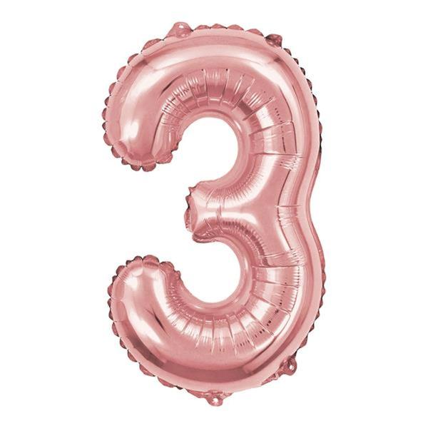 Balao De Numeros Metalizado 40Cm Junco Rose Gold N3