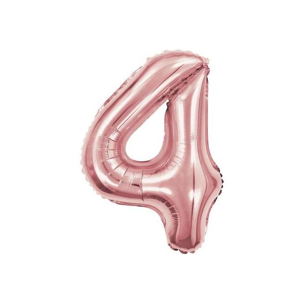 Balao De Numeros Metalizado 40Cm Junco Rose Gold N4