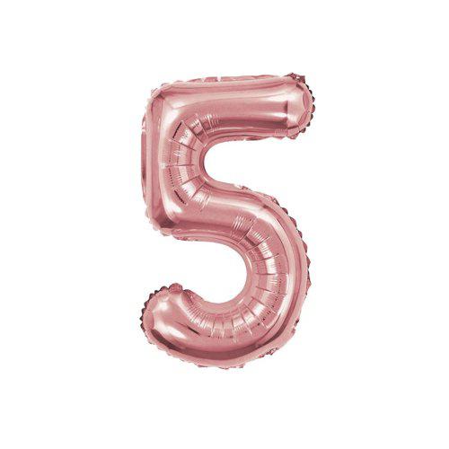 Balao De Numeros Metalizado 40Cm Junco Rose Gold N5