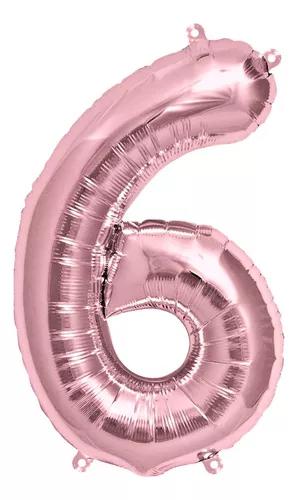 Balao De Numeros Metalizado 40Cm Junco Rose Gold N6
