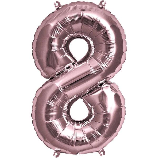 Balao De Numeros Metalizado 40Cm Junco Rose Gold N8