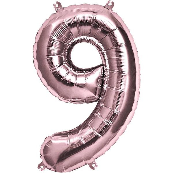 Balao De Numeros Metalizado 40Cm Junco Rose Gold N9