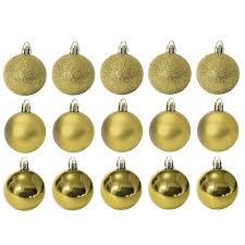 Conj Bola Natal Mista Fosca/Lisa/Glitter 3Cm Emb Riomaster 15un TD3875 Dourada