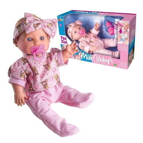 Boneca Milk Babys Faz Xixi 616 Milk Brinquedos