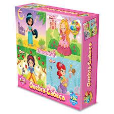 Brinq Jogos 4 Em 1 Quebra Cabeca GGB Brinquedos Princesinhas R1062