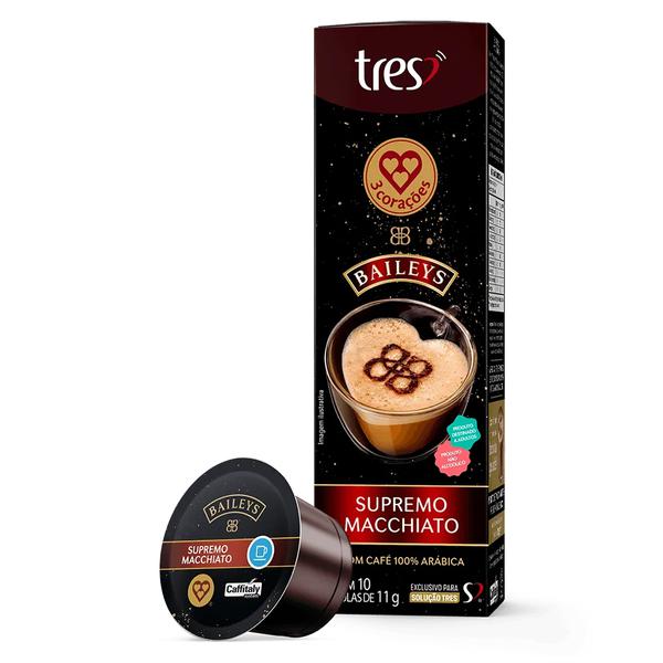 Cafe Capsula 3 Coracoes  Especiais Cx 10un Cafe c/ Leite Baieys