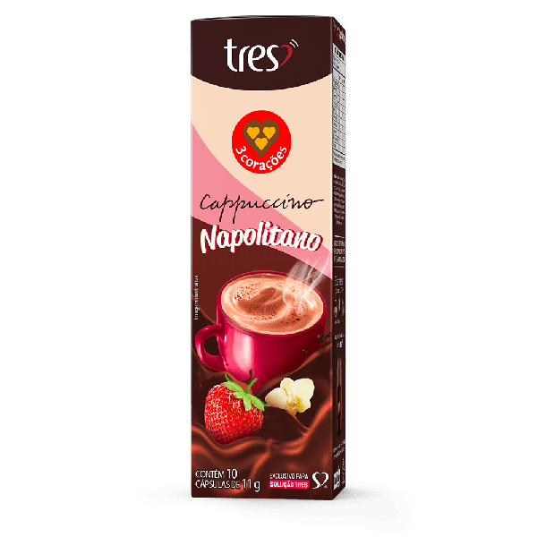 Cafe Capsula 3 Coracoes  Especiais Cx 10un Cappuccino Napolitano