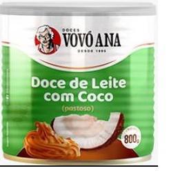 Doce Past Vovo Ana Leite Lt 800g Doce de Leite C/ Coco