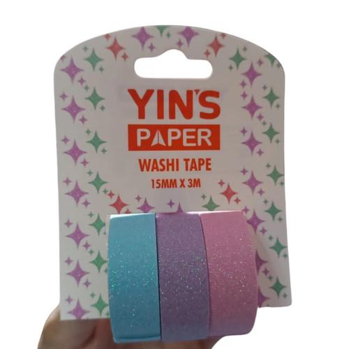 Fita Adesiva Washi Tape Glitter 15Mm  Yins paper 3m