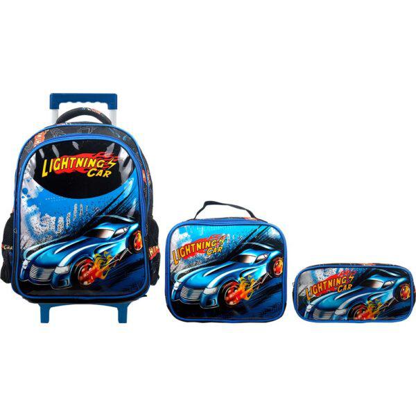 Kit Mochila Infantil  Yins  Brasil Carro Relampago YS42296