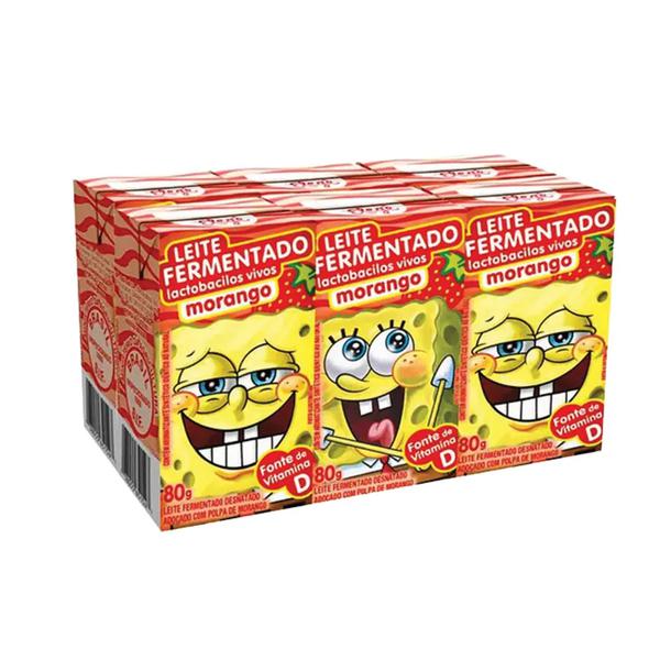 Leite Ferm Adoc Bob Esponja 6Un Cj 480g Morango