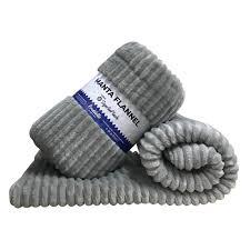 Manta Casal Flannel Canelada 1,80Mtx220Mt Bella Casa Cinza