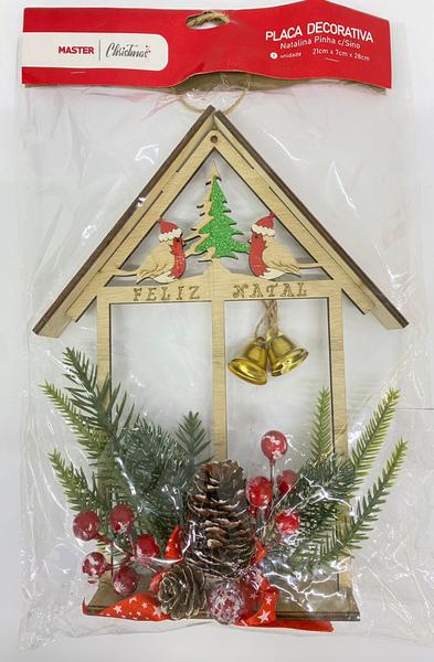 Placa Dec Natalina Pinha C/ Sino 21x7x28 Cm WF1413
