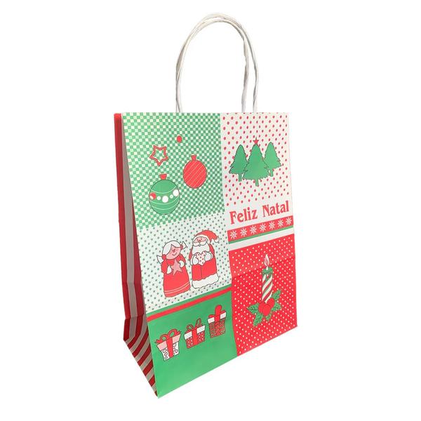 Sacola Papel Figuras Natalina 18 x 10 x 23 Cm Riomaster RMT2577