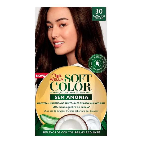 Tintura Kit Soft Color Wella 30 Castanho Escuro 