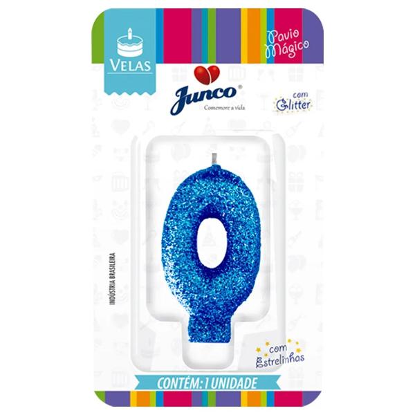 Vela Aniv Mini Glitter Junco Festas Azul N0
