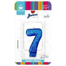 Vela Aniv Mini Glitter Junco Festas Azul N7