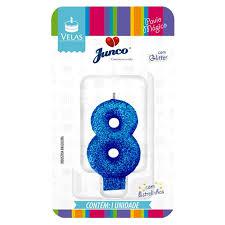 Vela Aniv Mini Glitter Junco Festas Azul N8