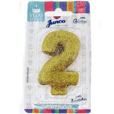 Vela Aniv Mini Glitter Junco Festas Dourada N2