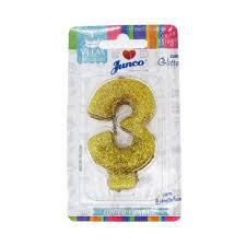 Vela Aniv Mini Glitter Junco Festas Dourada N3