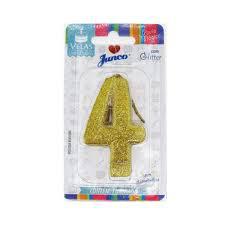 Vela Aniv Mini Glitter Junco Festas Dourada N4