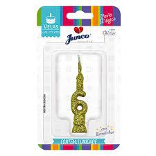 Vela Aniv Mini Glitter Junco Festas Dourada N6