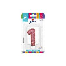 Vela Aniv Mini Glitter Junco Festas Pink N1