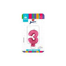 Vela Aniv Mini Glitter Junco Festas Pink N3