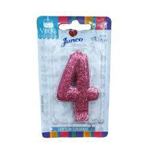 Vela Aniv Mini Glitter Junco Festas Pink N4