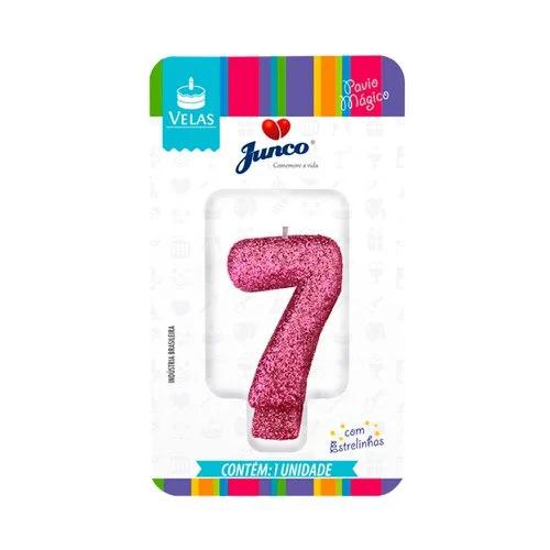 Vela Aniv Mini Glitter Junco Festas Pink N7